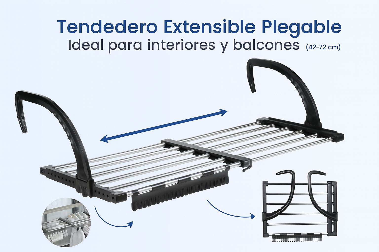 Miniatura 2 de TENDEDERO PLEGABLE EXTENSIBLE 42-72CM